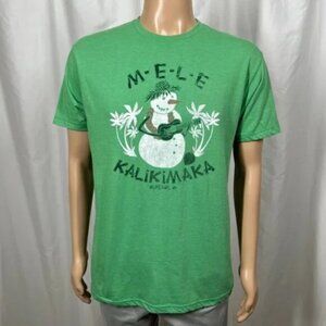 Rip Curl Men's LG Green Mele Kalikimaka Hawaiian Merry Christmas Snowman T-Shirt